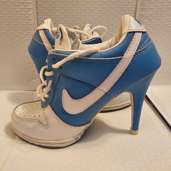 Custom Nike SB Dunk High Heels Blue & White Size US 7 | 4.5" Heel - Picture 8 of 16